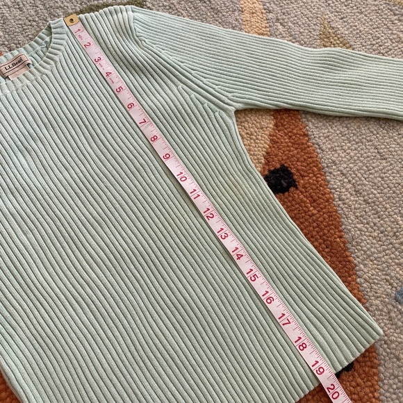 L.L. Bean I Light Mint Green Pastel Ribbed Crewneck Pullover - Picture 5 of 12